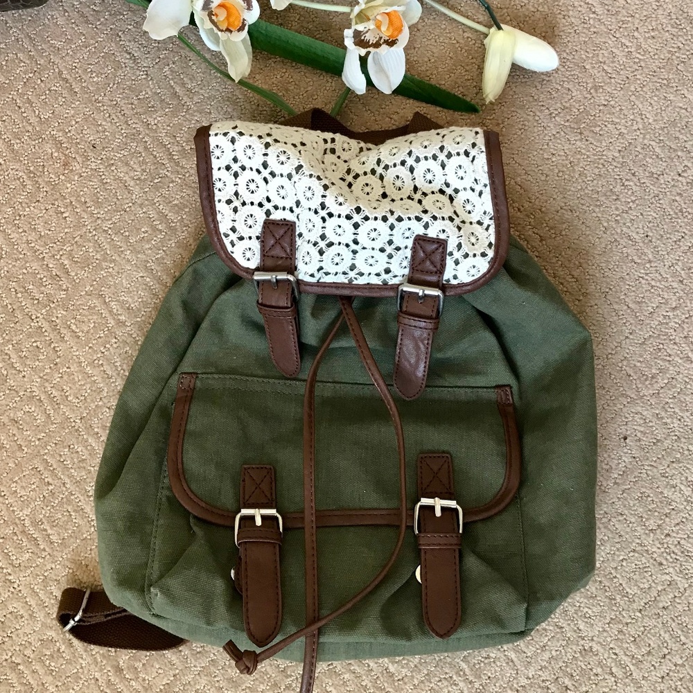 Charlotte Russe Olive & Crotchet Backpack